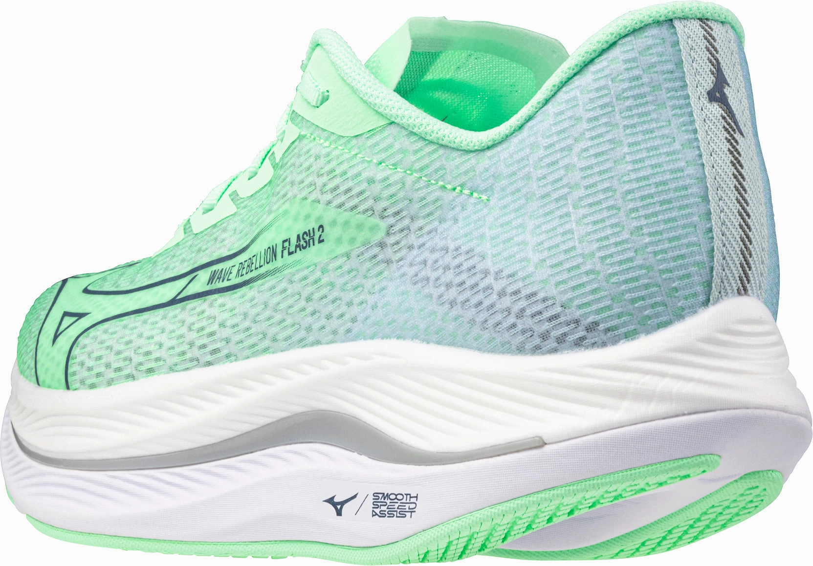 Pressure Relief Grooves Mizuno Wave Rebellion Flash 2 Mens Running Shoes - Green