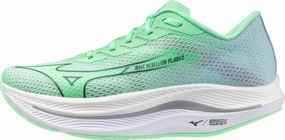 Cushioned Base Lace Up Closure System Mizuno Wave Rebellion Flash 2 Mens Running Shoes - Green
