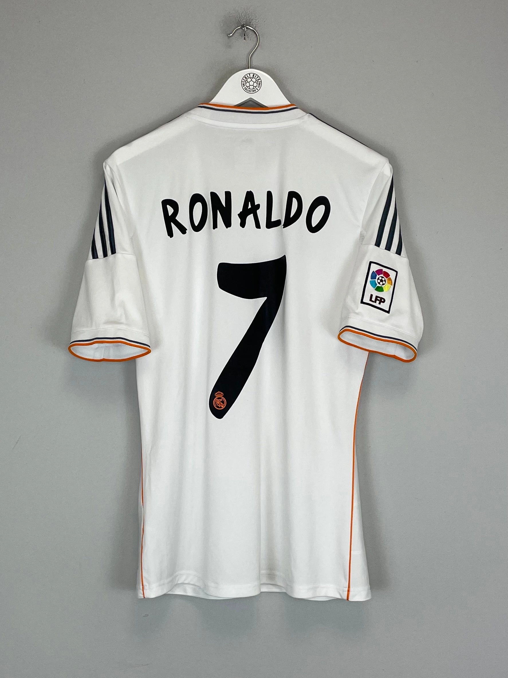 2013/14 REAL MADRID RONALDO #7 HOME SHIRT (M) ADIDAS Double Layered Collar