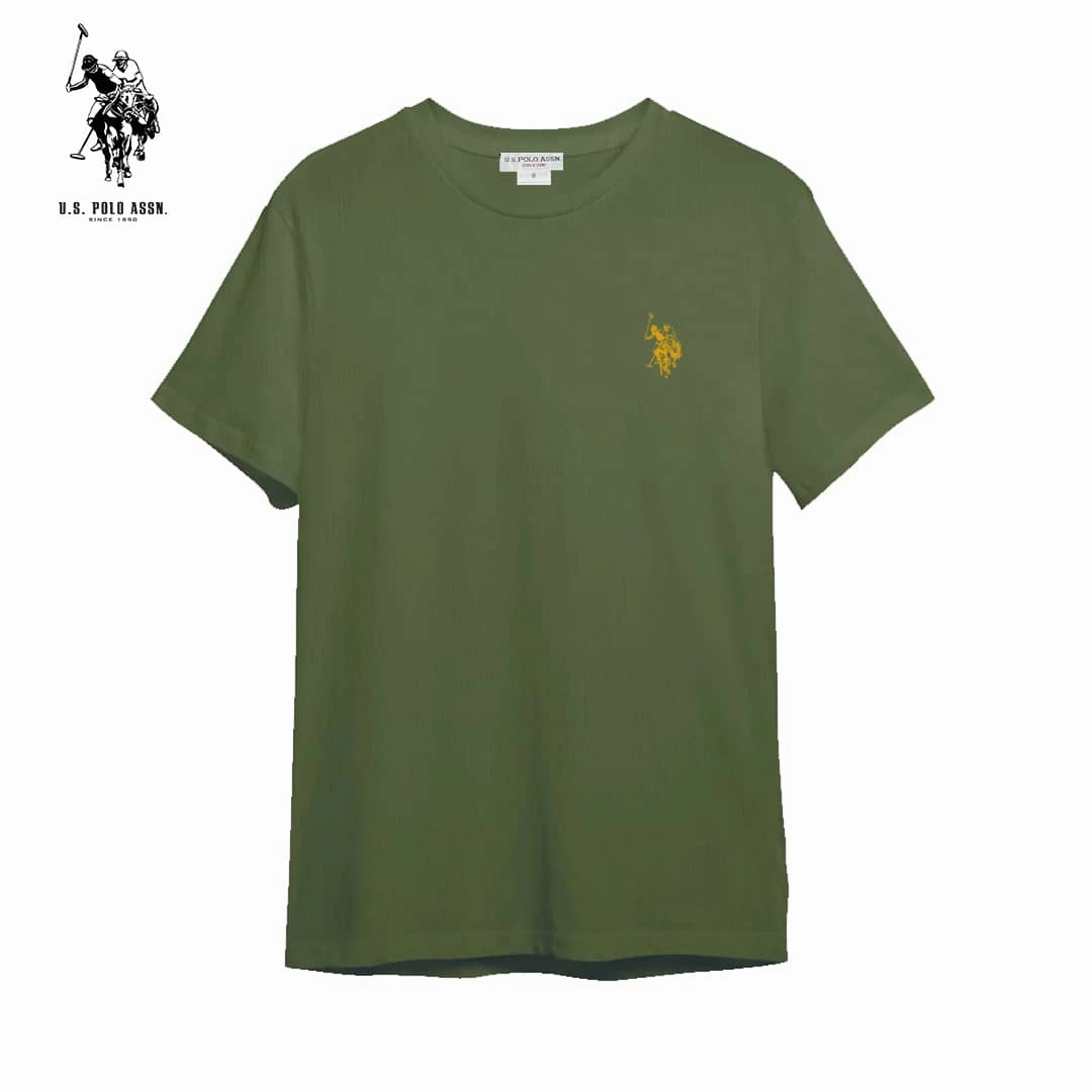 Cool Layering Perfectly Fit US POLO ASSN GREEN MEN ROUND NECK T SHIRT