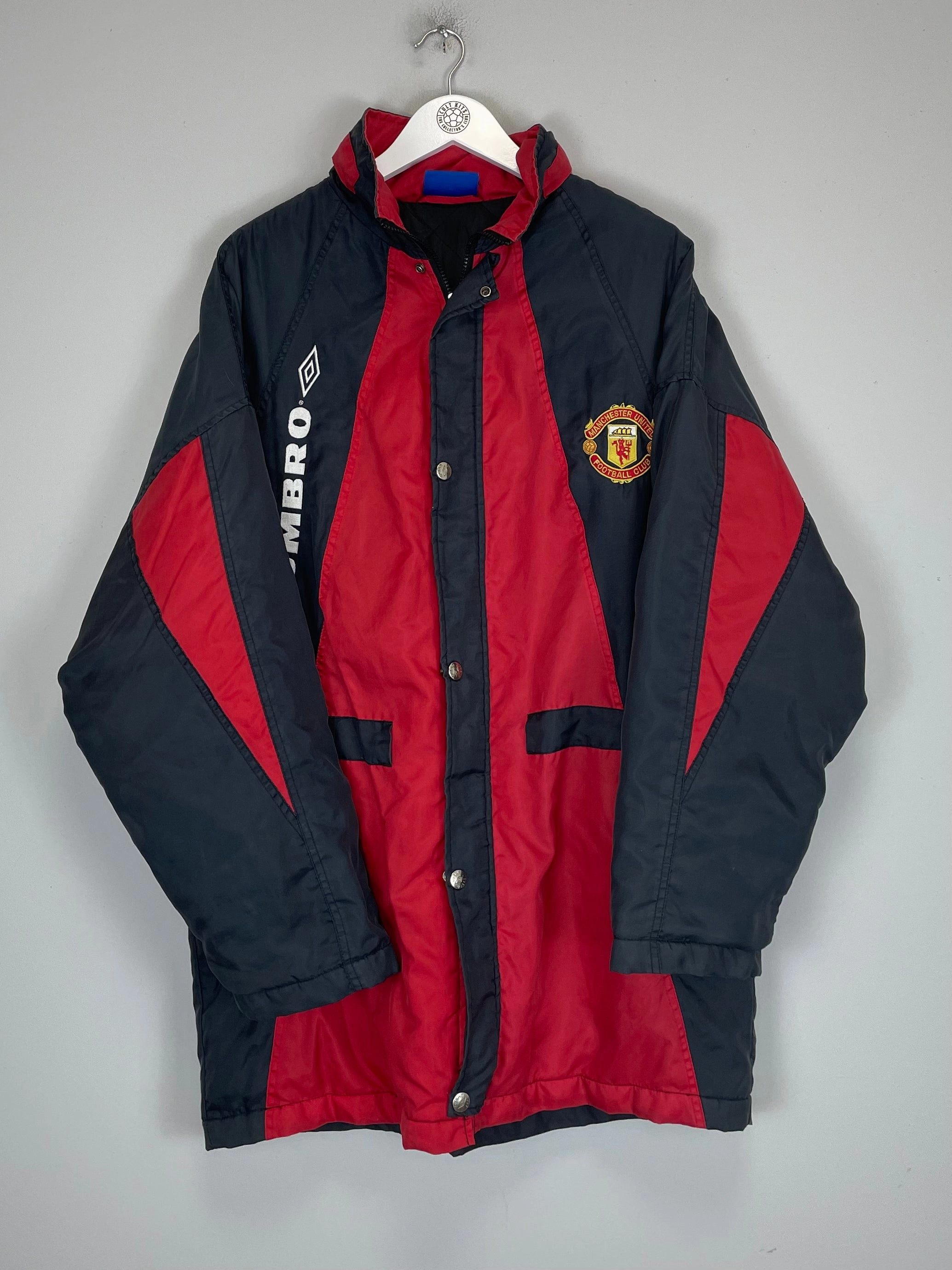 1992/93 MANCHESTER UNITED BENCH COAT (L) UMBRO Layered Thermal Protection Stretch Fit