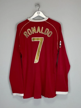 2006/07 MANCHESTER UNITED RONALDO #7 *PLAYER ISSUE* C/L L/S HOME SHIRT (XL) NIKE Performance Apparel stain resistant coating