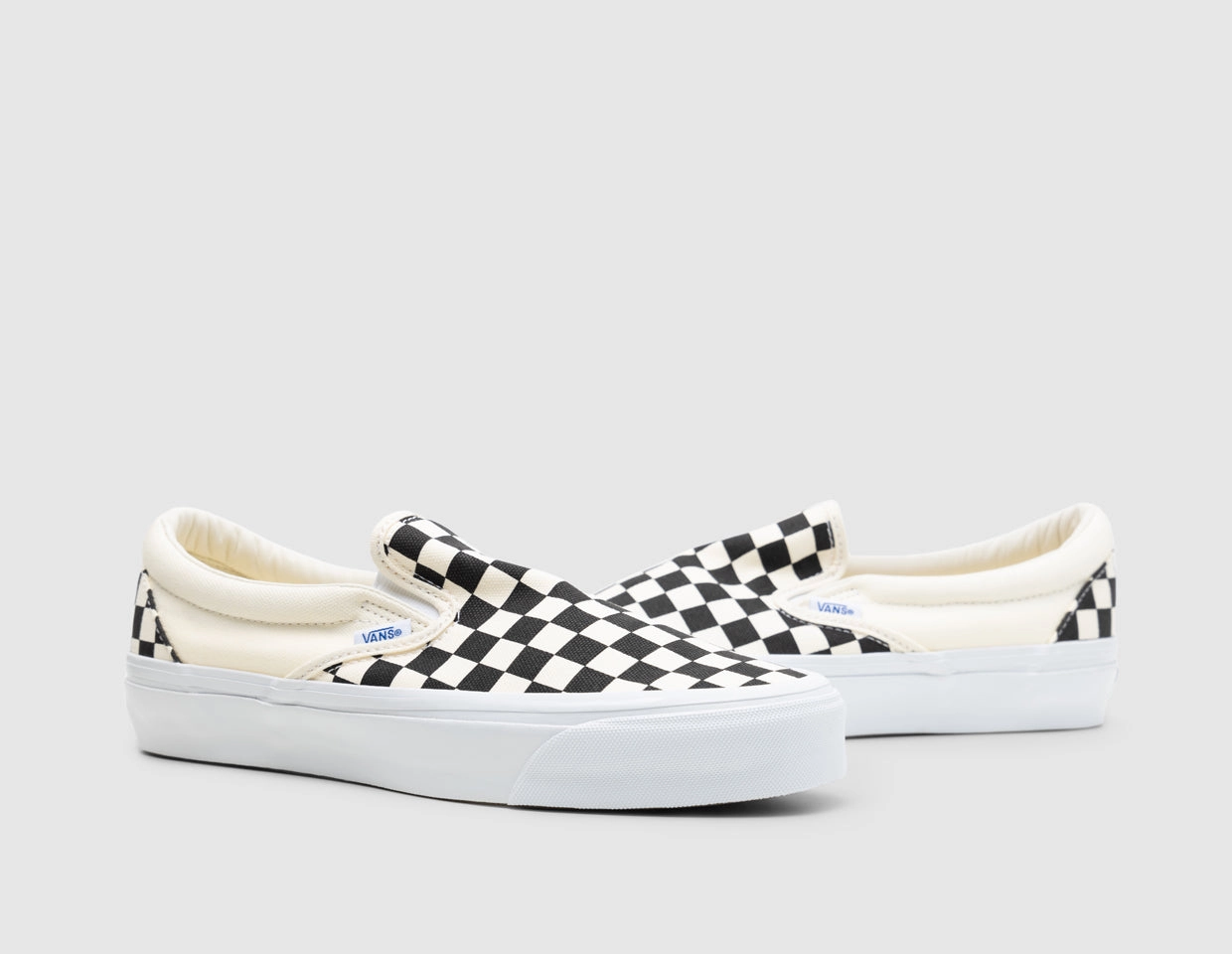 Abrasion Resistant Mesh Impact Dispersing Design Vans Slip-On Reissue 98 LX Checkerboard Black / Off White
