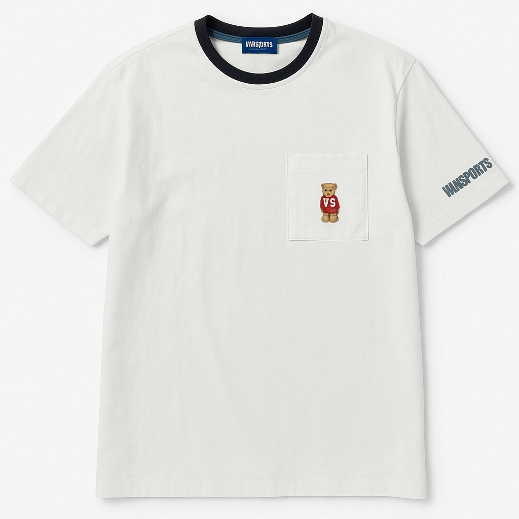 stain resistant coating Vansport Men Bear Off White T shirt