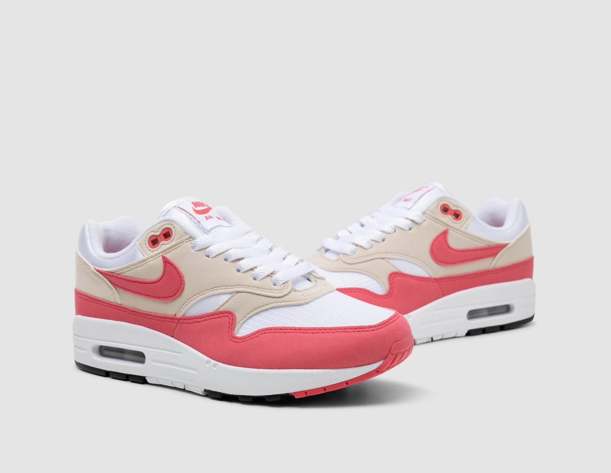 Balanced Arch Shock Comfort Nike Women's Air Max 1 White / Aster Pink - Light Orewood Brown
