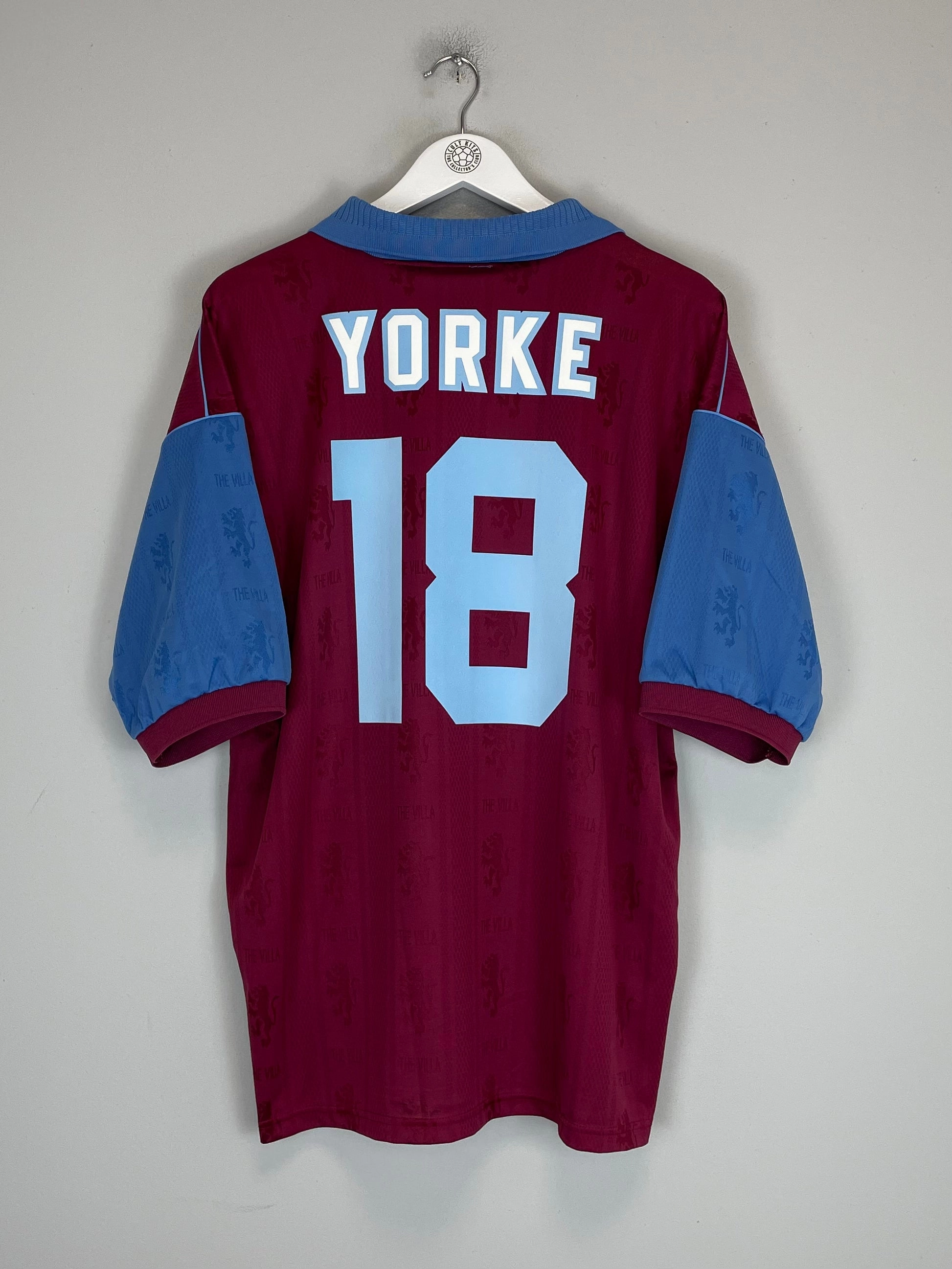 Double Layered Hem Flexible Design 1995/97 ASTON VILLA YORKE #18 *MINT* HOME SHIRT (XL) REEBOK