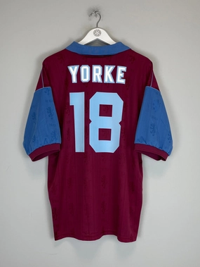 Double Layered Hem Flexible Design 1995/97 ASTON VILLA YORKE #18 *MINT* HOME SHIRT (XL) REEBOK