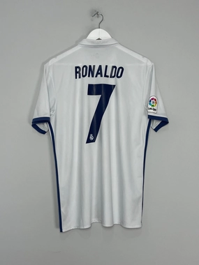 2016/17 REAL MADRID RONALDO #7 HOME SHIRT (L) ADIDAS Flexible Yoke Design