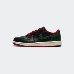 Sleek Option Step Freedom Womens Air Jordan 1 Low OG - Black/Gorge Green-Varsity Red-Sail