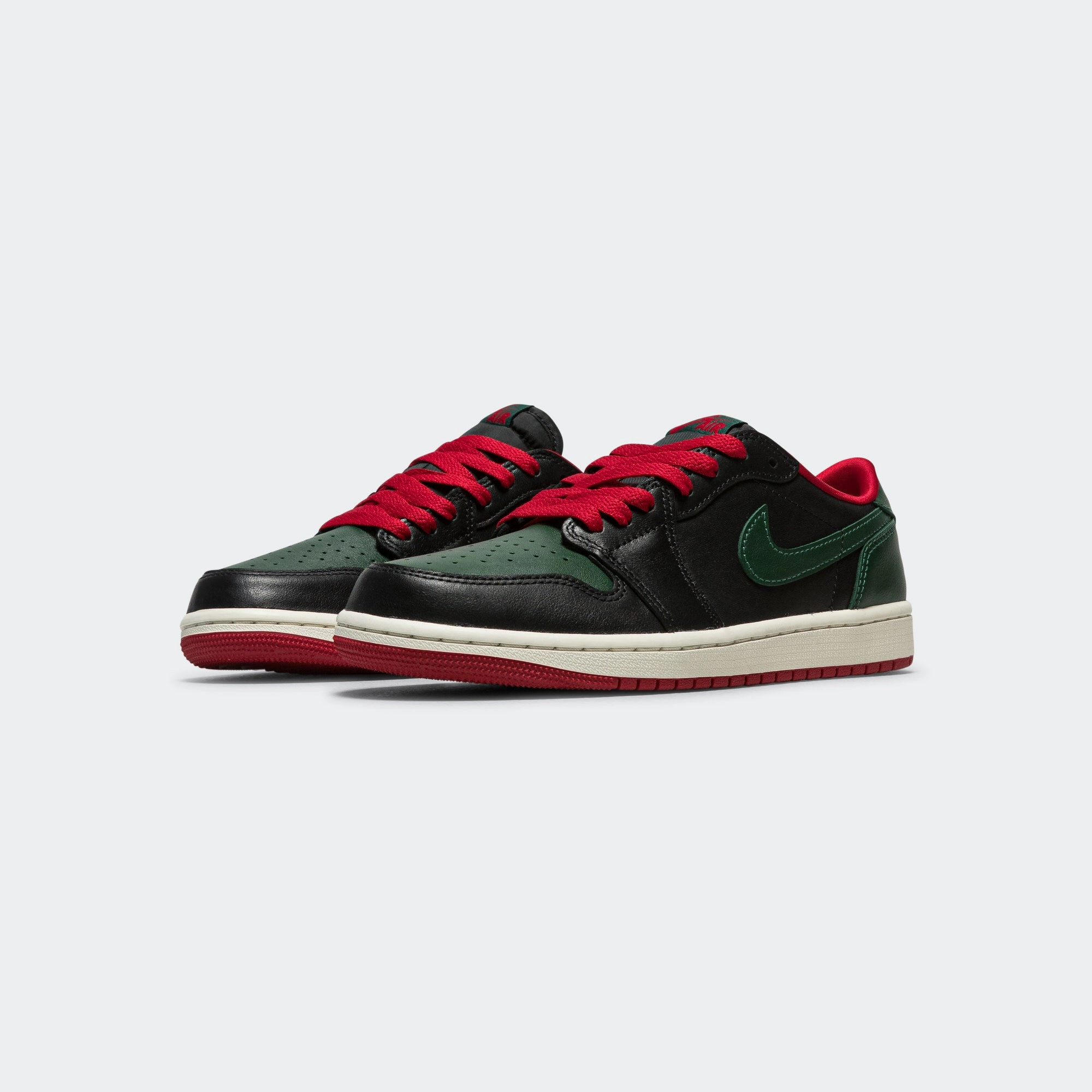 Subtle Detail Womens Air Jordan 1 Low OG - Black/Gorge Green-Varsity Red-Sail