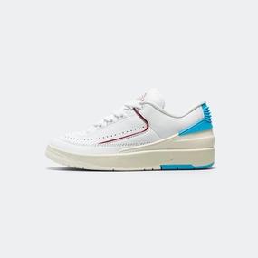 Womens Air Jordan 2 Retro Low - White/Gym Red-Dk Powder Blue-Sail Insole Support