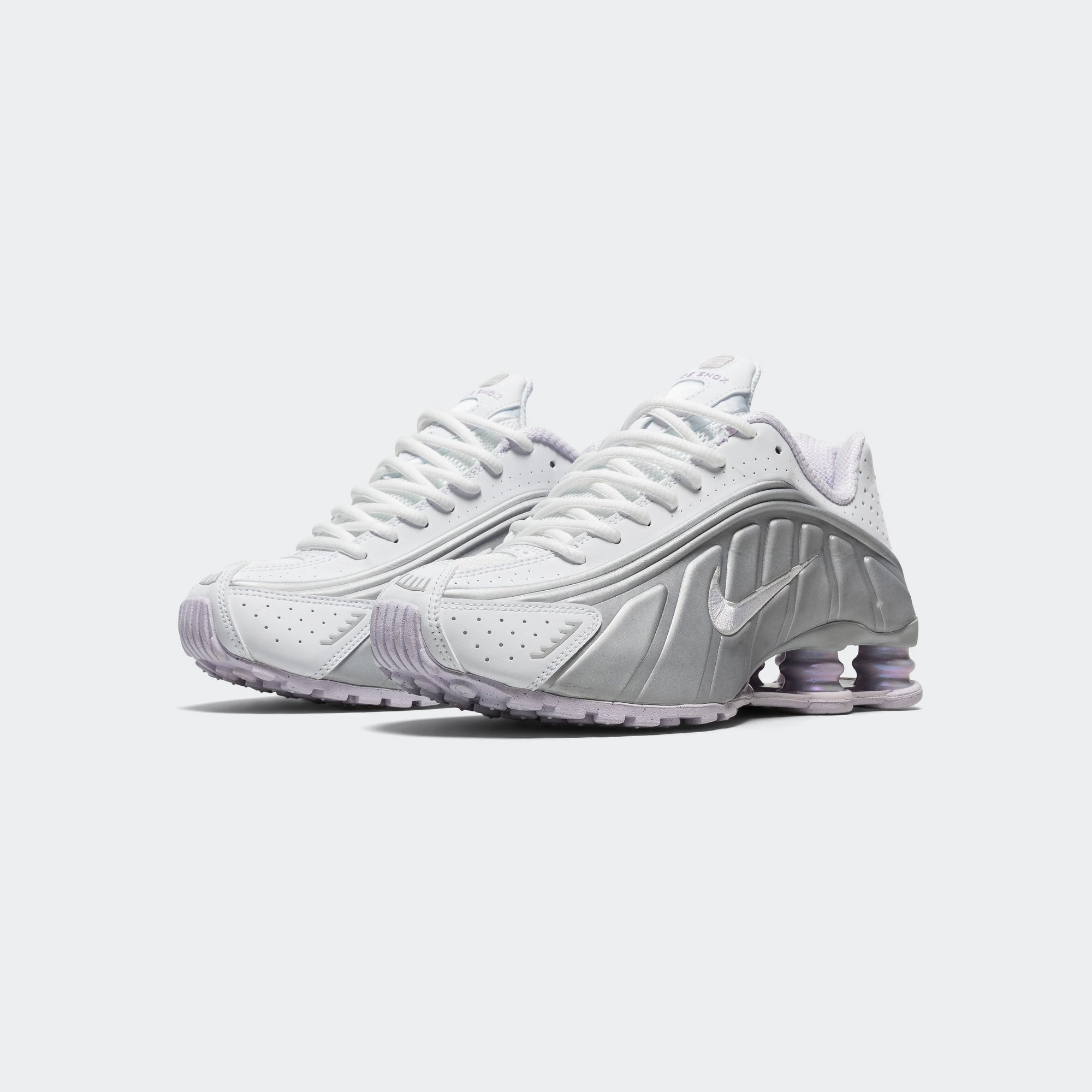 Womens Shox R4 - White/Barely Grape-Metallic Platinum Seamless Toe Box
