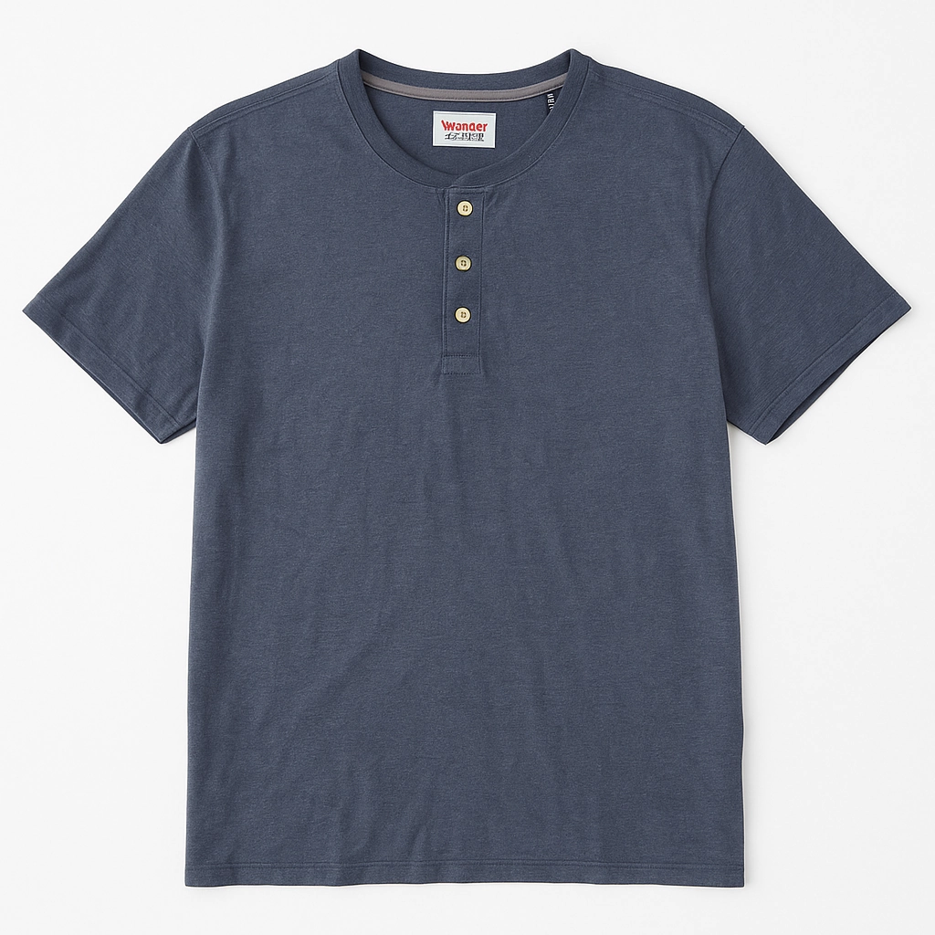 Wrangler Grey Band Collar T shirt Sleek Fit Wear Printed design