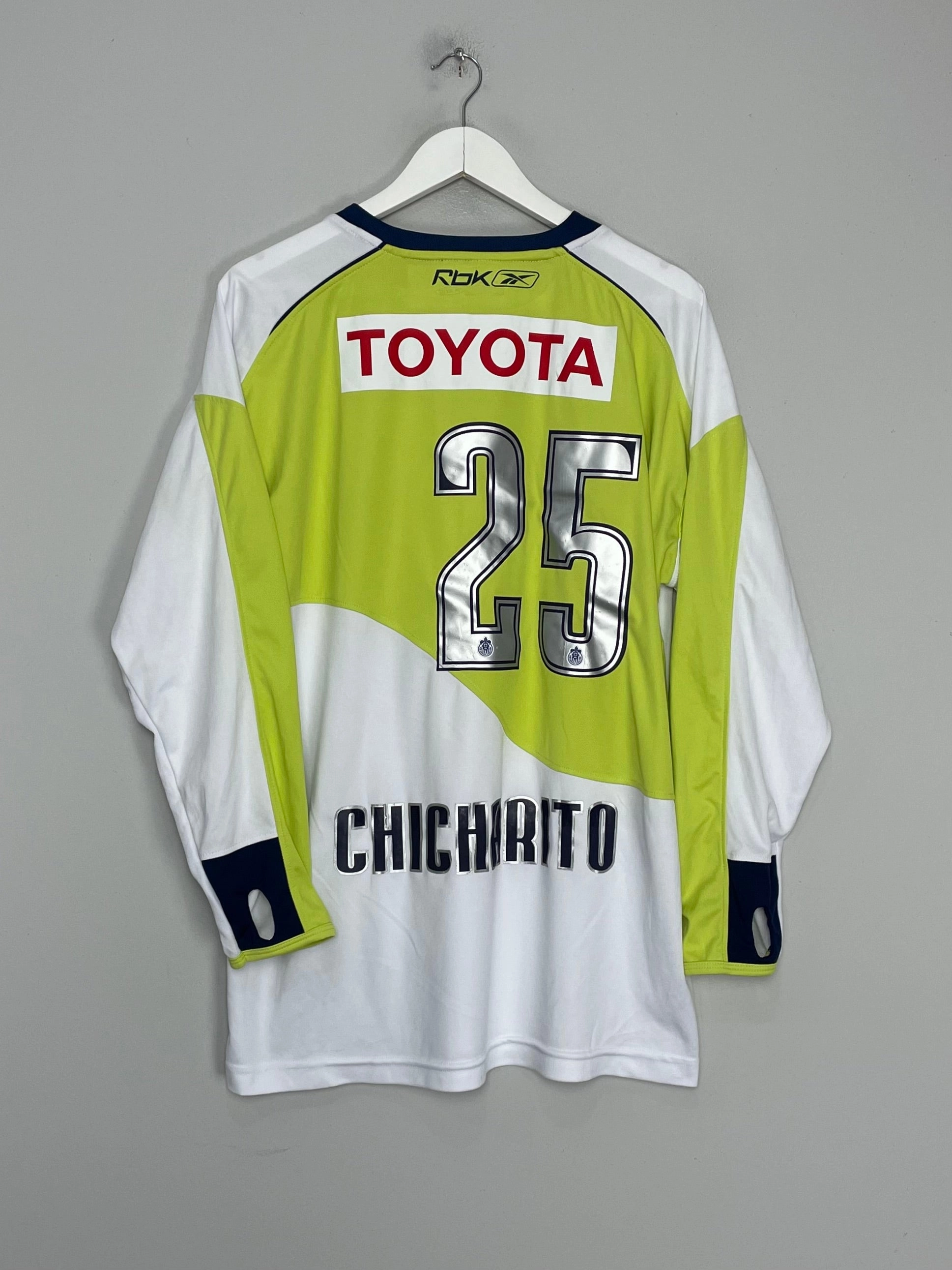 2007/08 CHIVAS GUADALAJARA CHICHARITO #25 L/S AWAY SHIRT (XL) REEBOK Hyper Fit